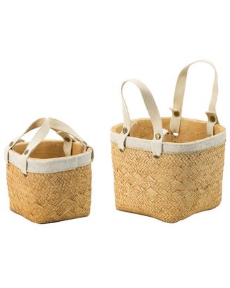 A&B Home Discontinued A&B Home Square Outdoor Planter Baskets With Woven Detail
