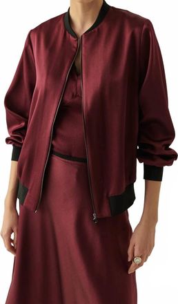 Exquise Lacey Bomber Jacket In Maroon