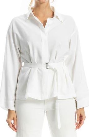 Max Studio Belted Shirt in White at Nordstrom Rack, Size X-Small