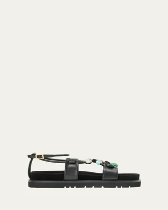 Loewe x Paulas Ibiza Anagram Pebble Bead Leather Sandals
