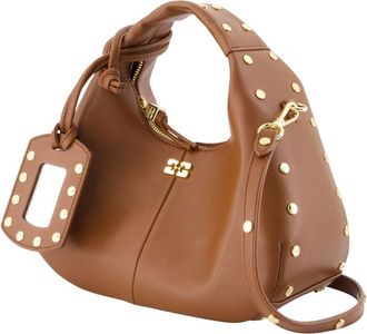 Ganni Mini Studs Shoulder Bag - Brown