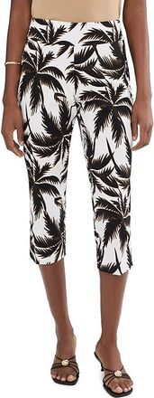 Krazy Larry Pull-On Crop Pants Tummy Control Womens Clothing Black Leaves : 16 22, Nylon/Rayon/Spandex