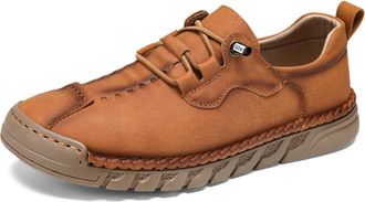 Generic Mens Leather Casual Shoes Comfortable Fashion Sneakers Loafers Lightweight Dress Walking Driving Hiking Shoes for Men (Light Brown,8.5)