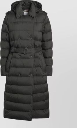 Burberry double breasted padded coat belted hood
