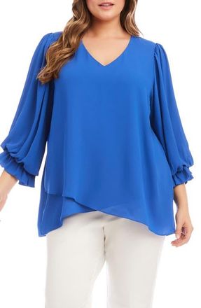 Karen Kane Asymmetric Hem Balloon Sleeve Top in French Blue at Nordstrom, Size 0 X