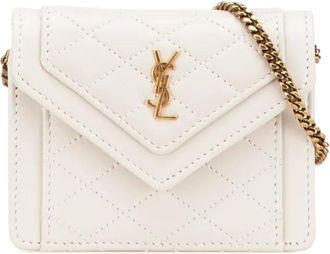Saint Laurent 2022 Monogram Gaby gewatteerde lamsleren mini-crossbodytas - Wit