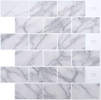 vidaXL Piastrella Subway 20 Pz Marmo Bianco 30 X 30 Cm Vidaxl