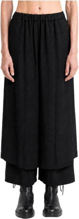 Comme Des Gar&ccedil;ons Gelaagde Wijde Broek - Dames - Wijde Broeken - Zwart - S - Wol - Broeken