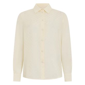Gucci Licht hemd met monogram - Dames - Overhemden - Beige - XL - Overhemden
