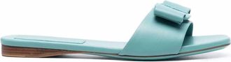 Ferragamo Womens Embossed Bow Sandals In Blue