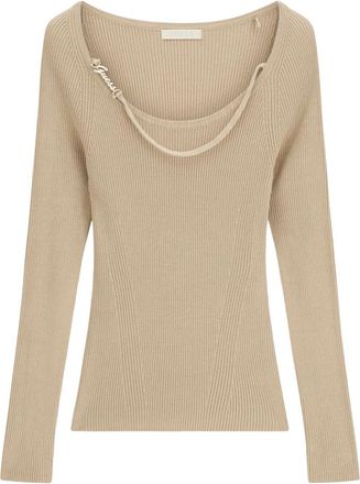 Guess Meghan Trui - Dames - Ronde hals truien - Beige - M - Truien & Vesten