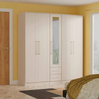 Welcome Furniture Malton Ready Assembled Tall 5 Door 2 Drawer 1 Mirror Wardrobe in Kashmir Ash - Welcome Furniture | TJ Hughes