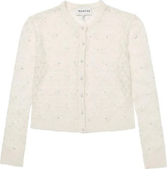 Munthe Truien & Vesten, Dames, Beige, S, Elegante gebreide vest met kralen in ivoor