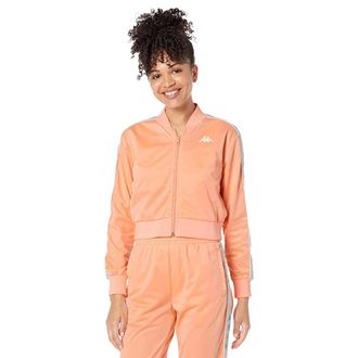 Kappa Womens Kappa 222 Banda Asber 2 Crop Bomber Jacket Orange Fleece Lined RED454
