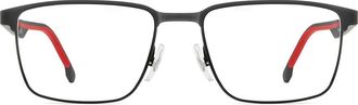 Carrera 55mm Rectangular Optical Glasses in Matte Black Red at Nordstrom
