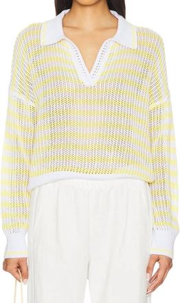 525 america Kimberly Striped Tipping Pullover Sweater - Plus In Bleach White Multi
