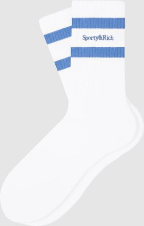 Sporty & Rich Chaussettes Serif Logo White Softee