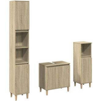 vidaXL Vidaxl - Set De Muebles De Ba&ntilde;o 3 Pzas Madera Contrachapada Roble Sonoma