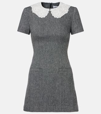 Self Portrait Herringbone wool-blend minidress