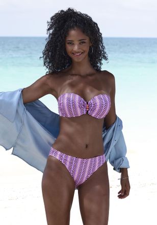 Vivance B&uuml;gel-Bandeau-Bikini VIVANCE, Damen, Gr. 32, Cup A, rosa (rosa bedruckt), Polyamid, bedruckt, Bikini-Sets B&uuml;gel-Bandeau-Bikini, mit Zierperlen