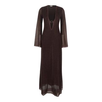 Os&eacute;ree Kleedjes, Dames, Bruin, L, Diepe V-hals Kaftan