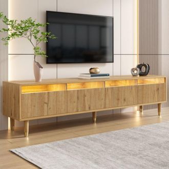 Blossom Mueble Tv Blossom Con Led, 4 Cajones Y 4 Espacios De Almacenamiento, Para Dormitorio, 178x35x45 Cm - Color Madera