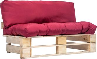 vidaXL Sof&aacute; De Jard&iacute;n De Palets Con Cojines Rojos Madera De Pino Vidaxl