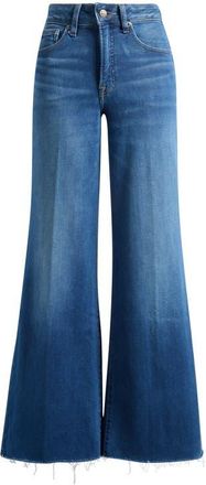Good American Soft-Tech Good Waist Frayed High Waist Wide Leg Palazzo Jeans in Indigo1233 at Nordstrom, Size 00