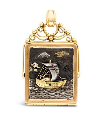 Pragnell Victorian Japanese Shakudo locket pendant - Gold