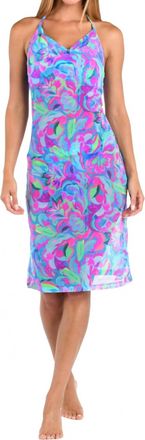 Sunshine 79 Swirltophia Halter Midi Swim Cover Up Dress In Purple/green/blue