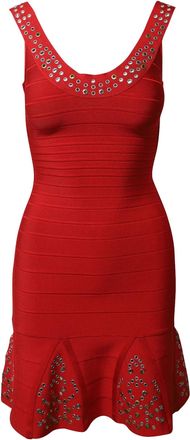 H&eacute;rve L&eacute;ger Herv&eacute; Leger Blakey Bandage Dress in Red Rayon