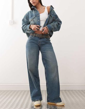 Motel Jeans extra larghi e ampi a vita bassa blu acceso