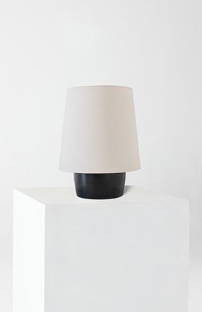 Brightech Dan 14 LED Classic Table Lamp with Cream Tapered Drum Shade and Heavy Ceramic Base, Bulb Included in Classic Black at Nordstrom