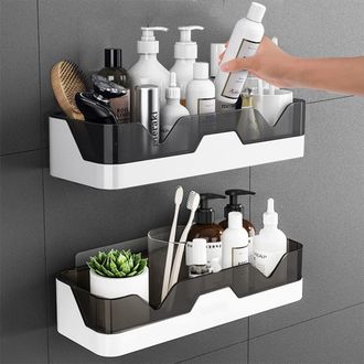 OEM Etagere Douche - Sans Per&ccedil;age - Adh&eacute;sif Renforc&eacute; - 7 Kg - Double &Eacute;tage - Pour Salle De Bain Et Cuisine - Lot De 2