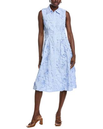 Gracia Lace Detail Sleeve Button Down A-Line Dress