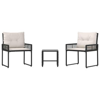 vidaXL Juego De Muebles De Exterior Con Coj&iacute;n 3 Pcs Negro Y Vidaxl