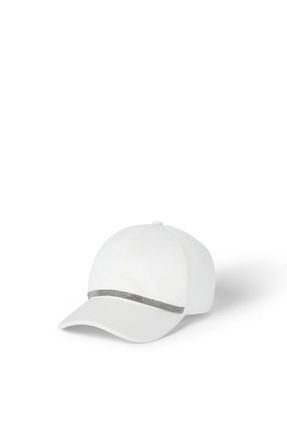 Brunello Cucinelli Baseball Cap with monili in White at Nordstrom, Size X-Large