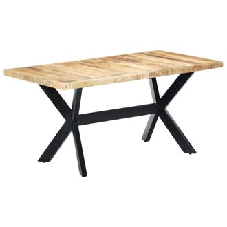 vidaXL Vidaxl - Mesa De Comedor Madera Maciza De Mango Rugosa 160x80x75 Cm