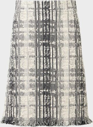 Akris Check Check Fringed Mini Skirt