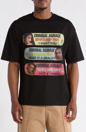 Criminal Damage Hotline Reality Crewneck T-Shirt in Black at Nordstrom, Size X-Large