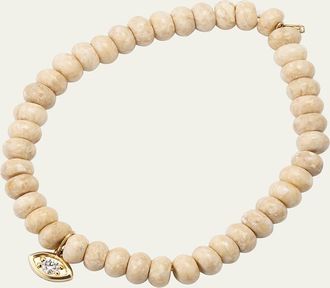 Sydney Evan Diamond Marquise Eye Charm & Cream Jasper Bead Bracelet