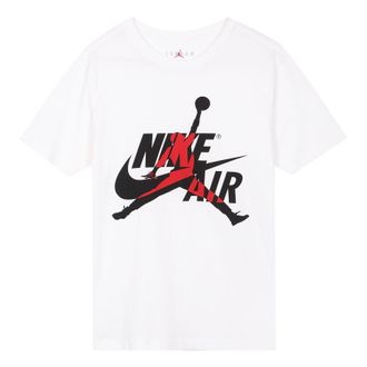 Nike Jordan Air Jordan Jumpman Logo Printing Knit Sports Round Neck Short Sleeve White DH9493-100