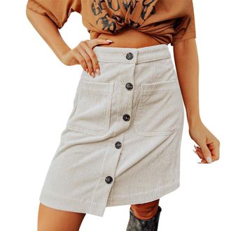 Generic Striped Skirt Black Pencil Skirt with Buttons High Waist-Pencil Skirt Women with Pocket Wrap Waist Black Skirts for Women UK Office Wear Knee Length B