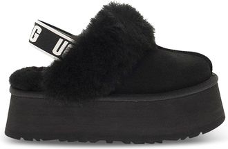 UGG Plush Platform Flats with Furry Upper and Branded Elastic Strap