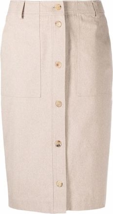 Moschino Gonna Longuette Archive Safari - Dames - Kokerrokken - Beige - M - Leer - Rokken