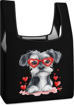 Generic Schnauzer Shopping Bag Reusable Grocery Tote Bag Foldable Handbag for Travel Picnic