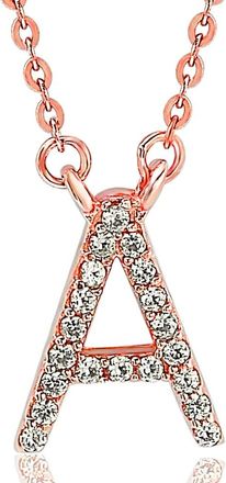 Suzy Levian 14K Rose Gold 0.10 ctw Diamond Letter Initial Necklace