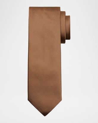 Canali Men & apos;s Solid Silk Twill Tie