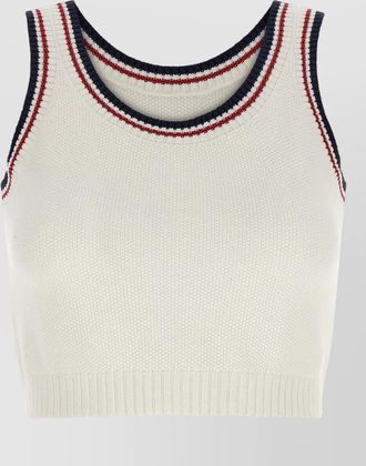 Brunello Cucinelli ribbed cropped sleeveless knitted top