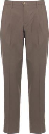 BRIGLIA 1949 Brown Plattis Wool Straight-Leg Pants